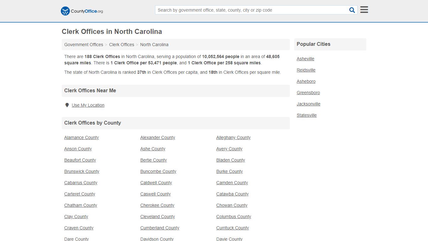 Clerk Offices - North Carolina (County & Court Records)